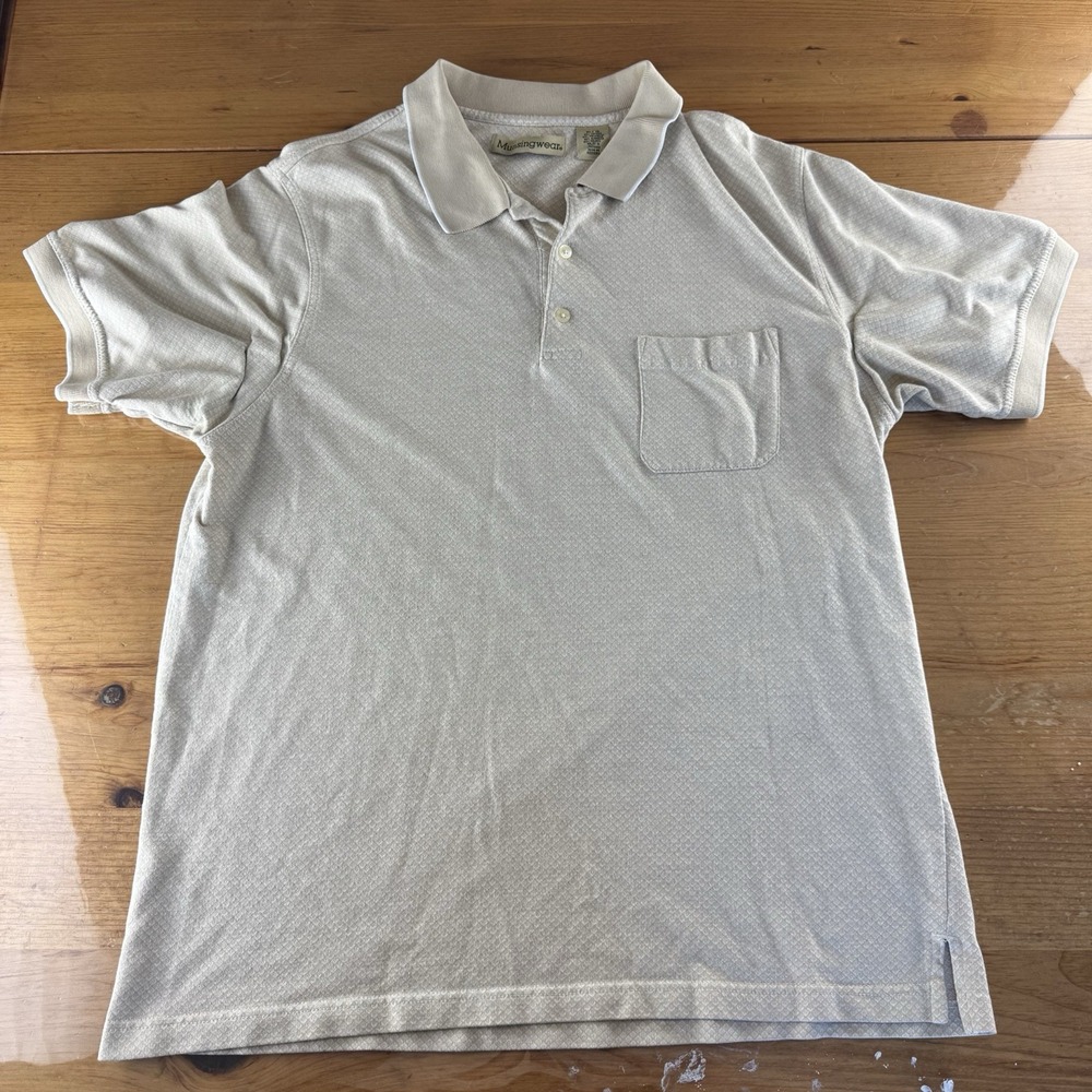 Vintage Munsingwear Men's Beige With White Piping Polo Shirt Size XL Excellent - Picture 1 of 9